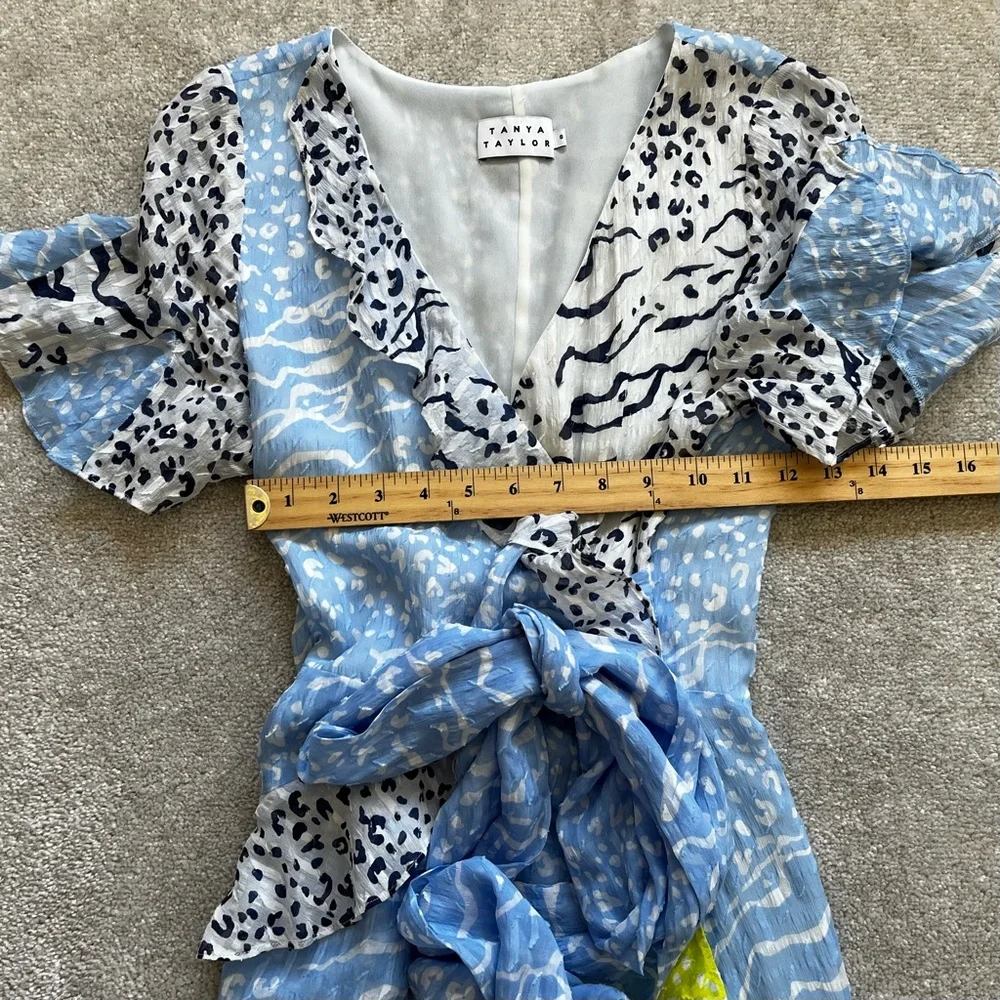 TANYA TAYLOR Bianka Ruffled Mix Print Dress Size 6 Feminine Flirty Date Party - Picture 8 of 12